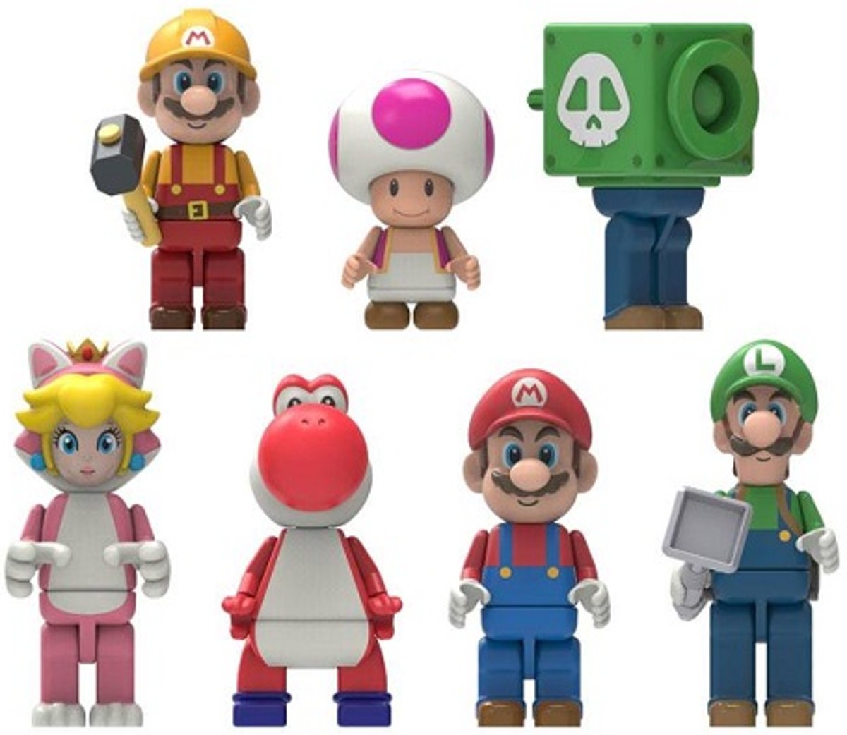 7x Knex Super Mario Blind bag figuurtjes set (+/-5 cm).